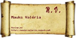 Mauks Valéria névjegykártya